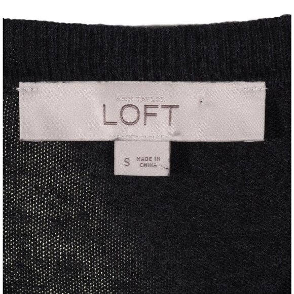 Loft Cardigan Women Small Gray Embossed Beads Stones Jeweled Long Sleeve - Picture 10 of 11